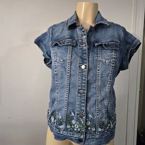 Embroidered Blue Denim Blazer